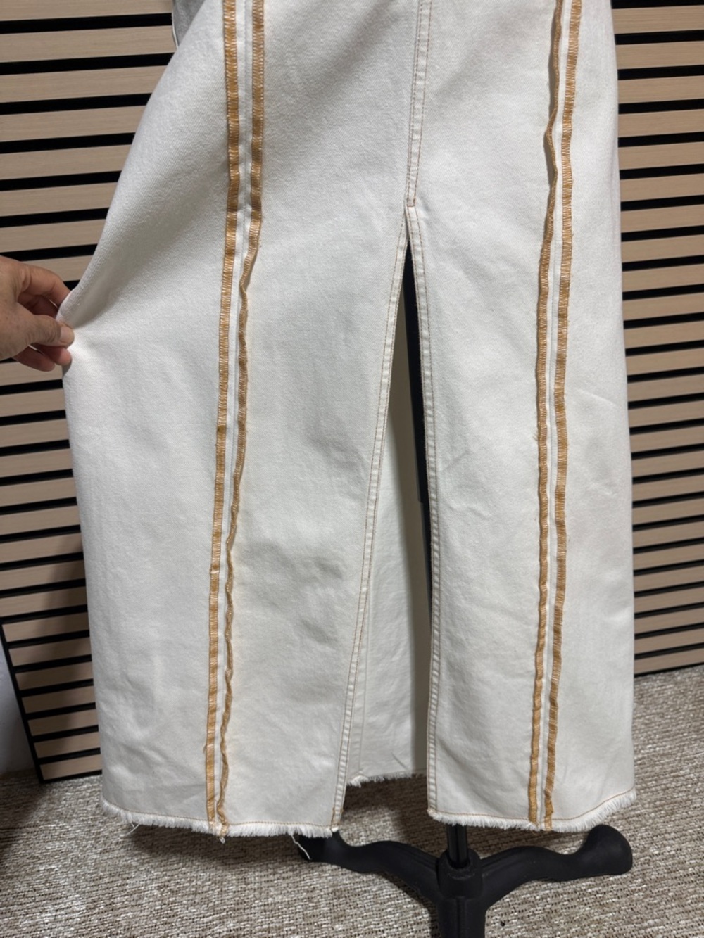 Moon River Neutral Cream Midi Skirt - Picture 2 of 9